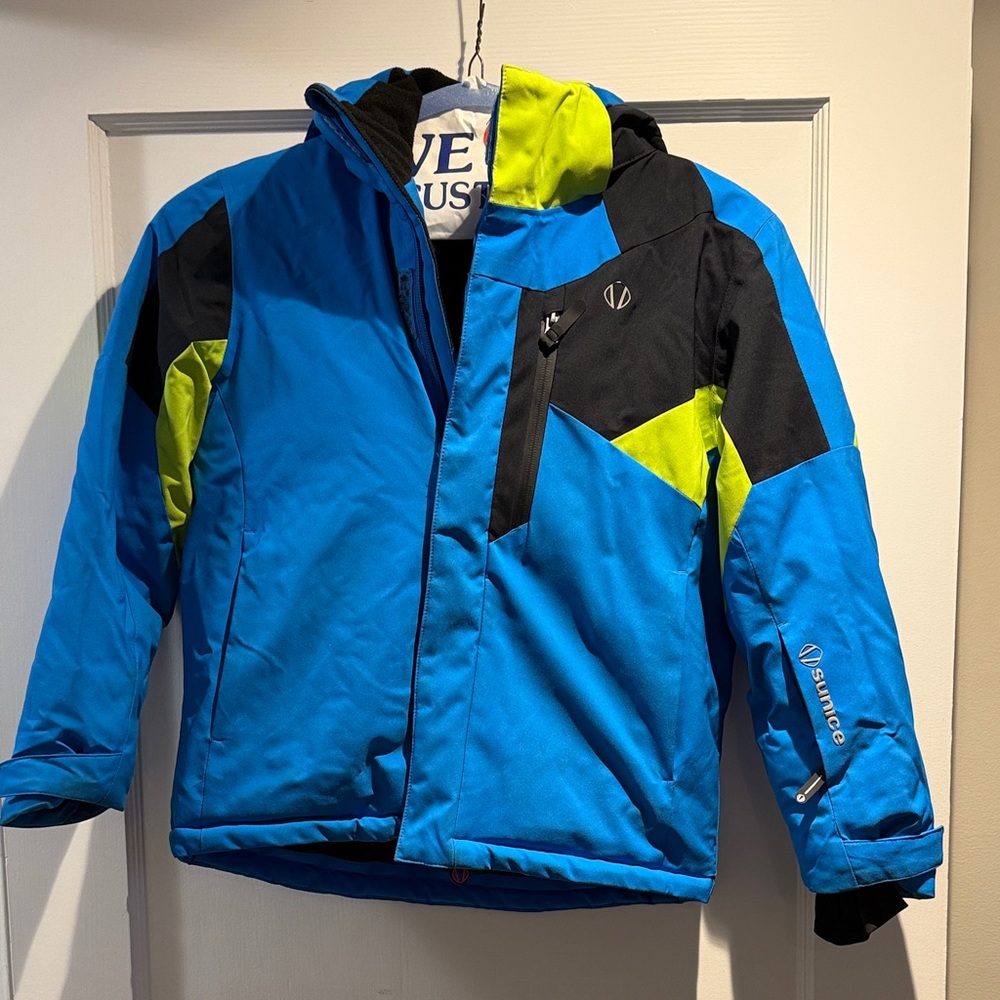 Sunice Blue and Yellow Kids Puffer Jacket